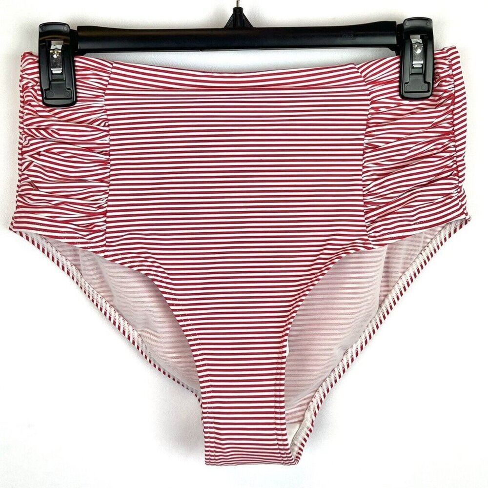 Sea Level Swim Women’s White/Red High Waist Bikini Bottom Size 8